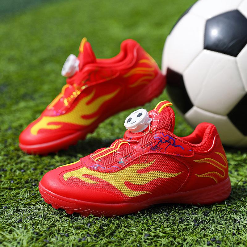 Primary and secondary school students football shoes classmate rotating button children's sports shoes boys and girls tf broken nails football trainin