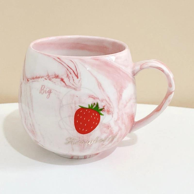 Luxury Marble Pattern Cup coffee cup Coffee Mug Couple strawberry Ceramic Souvenir Wedding Bridal Lover s Gifts 350ml