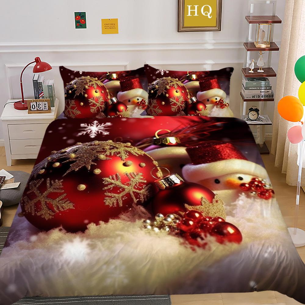 

Рождественская цифровая печать 3D-печать Полиэстеровая наволочка Пододеяльник Доступен набор из двух или трех предметов EU King 220*240