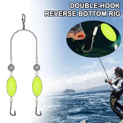 5Pcs Double Reverse Hooks Fishing Rig Smooth Casting Anti-Tangle Snag Resistant Split Hook Rig Freshwater Saltwater Jigging Fishing Accessories
