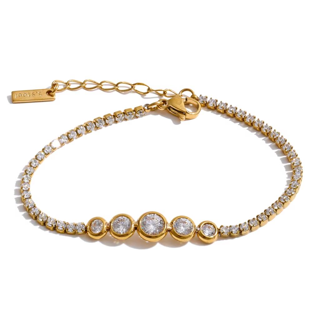 

Yhpup High Quality Stainless Steel Full Cubic Zirconia Chain Bracelet Bangle Dainty Shiny Fantasy Premium Jewelry Birthday Gift