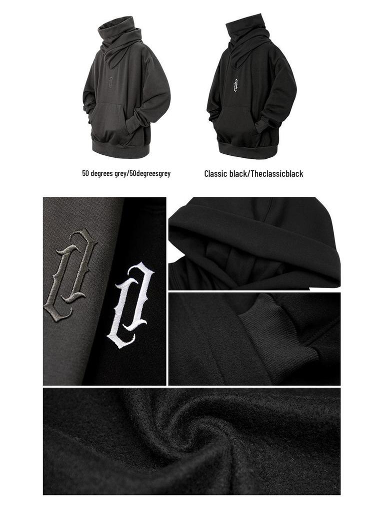 Jiye Heavy Duty Hooded Sweatshirt with Pile Collar - Unisex Casual Autumn/Winter Jacket