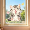 Cute Cat Window Cling, Cartoon Kitten Butterfly Decals, Reusable Watercolor Animal Static Glass Sticker for Kids Room Bathroom Decor