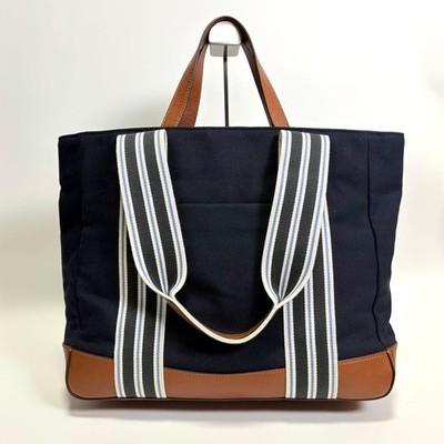 Ralph Lauren Stripe Canvas 2-Way Tote Bag Used Authentic