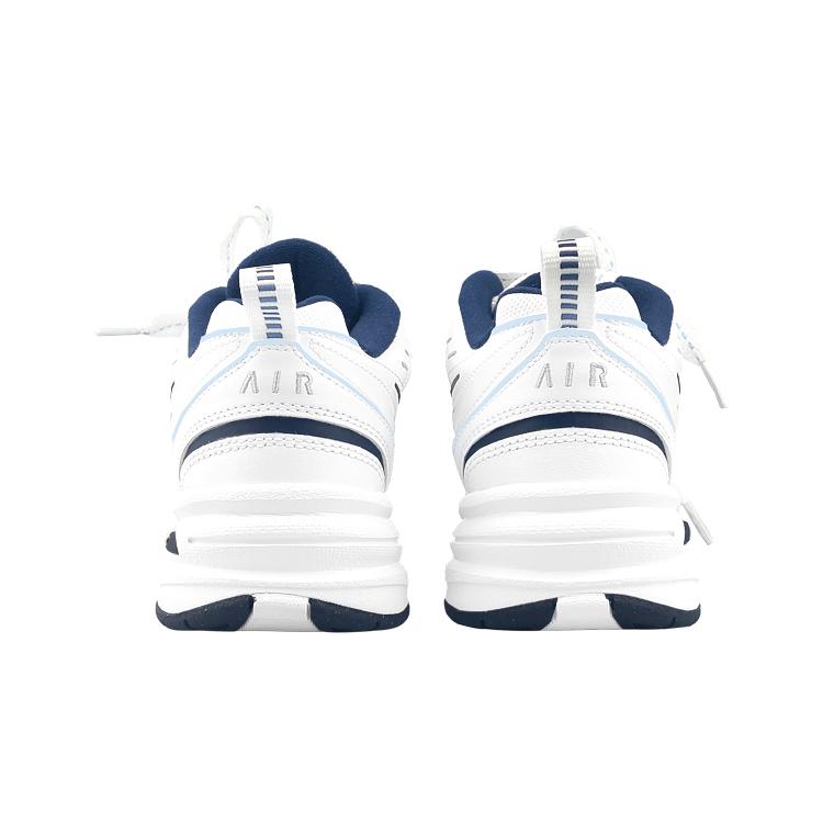 Nike Air Monarch 4 Synthetic Leather, Leather Slip Resistant Low Top Chunky Sneakers Unisex White Blue 415445-102(Team47-M4)