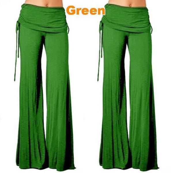 

Женские однотонные хлопковые брюки, свободные прямые повседневные брюки, нестандартные широкие брюки, женские танцевальные брюки, расклешенные брюки S зелёный
