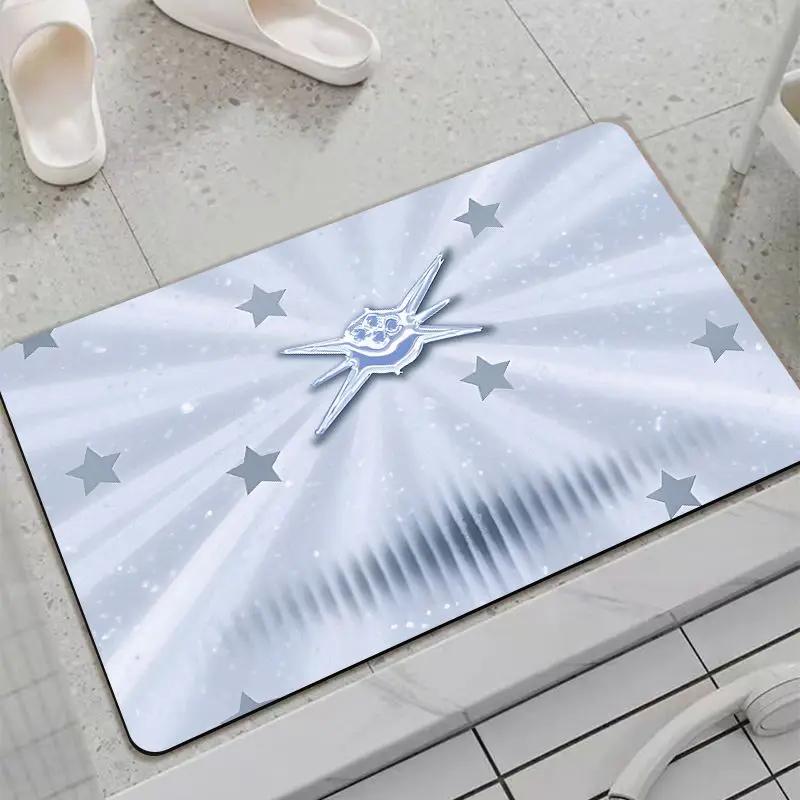 Pink Star Bathroom Floor Mat Household Bathroom Door Personalized Soft Cushion Diatom Mud Creative Illustration Absorbent