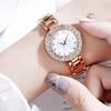 Ladies Bracelet Watch Rhinestone Quartz Analog Watch Sparkling Round Dial Wristwatch for Women Daily Party Date Wear