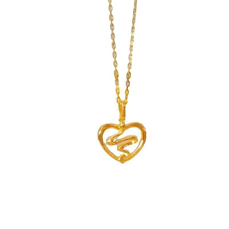 Spirit Snake Necklace Female Simple Love Niche Design Heart-shaped Neck Chain High-end Collarbone Chain Zodiac Jewelry
