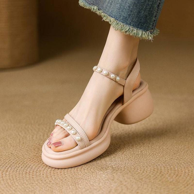 

Summer women s Roman sandals casual round head sandals women s solid color women s shoes platform sandals new women s large size shoes 39 абрикосовый
