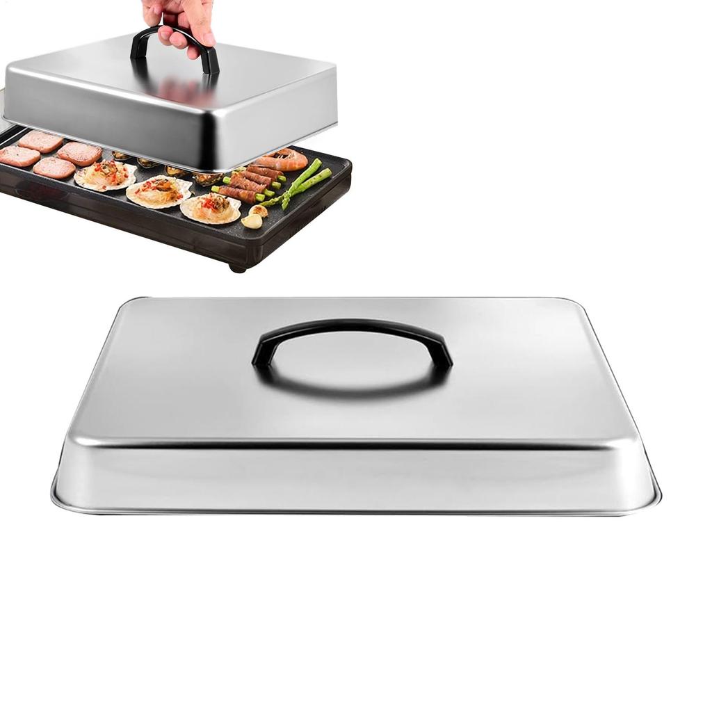 Stainless Steel Frying Pan Covers Barbecue Burgers Sandwiches Steak Pot Lids Rectangular Grill Basting Cover Cheese Melting Dome