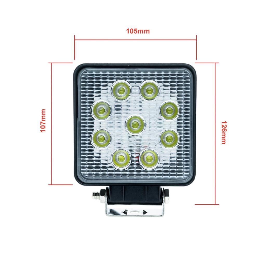 Lampa Robocza Led 27W Kwadratowa 12/24V 6000K Zimna Biel R10 R23