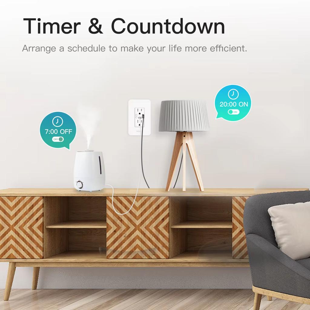 WiFi Smart Power Wall Socket with Type C And USB Dual Outlet Plug Power Outlets Support Alexa