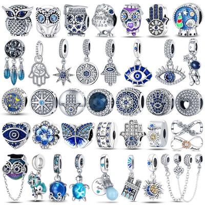 100 % 925 Sterling Silber Firefly Charms Evil Eye Air Balloon Blue Charms FitNew Original Armband DIY Schmuckherstellung