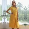 Summer Women's Dress Vintage Polka Dot Pleated Lace-Up Skirt Dresses