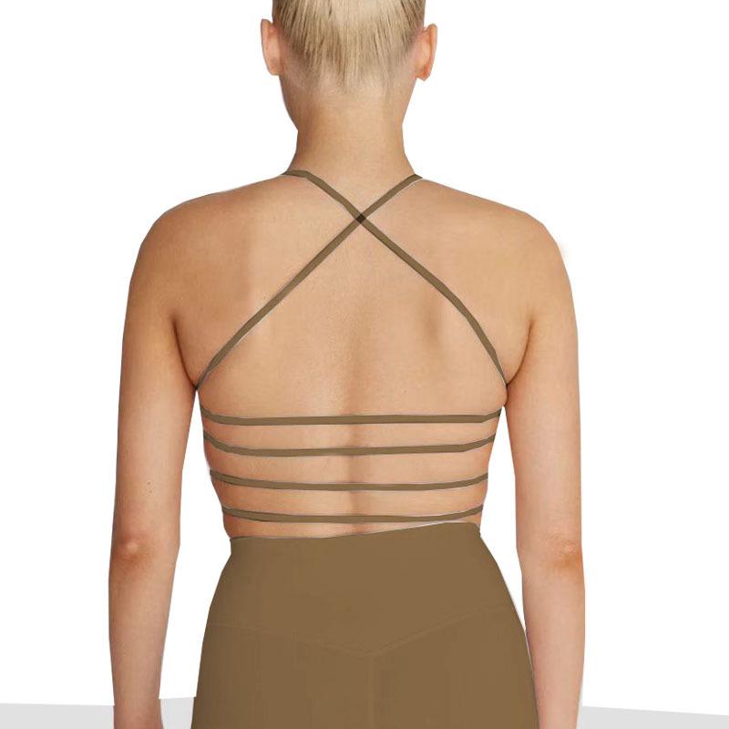 

Lulu Nude Yoga Bra: Shockproof Sportswear with Stylish Back Design Small верблюд