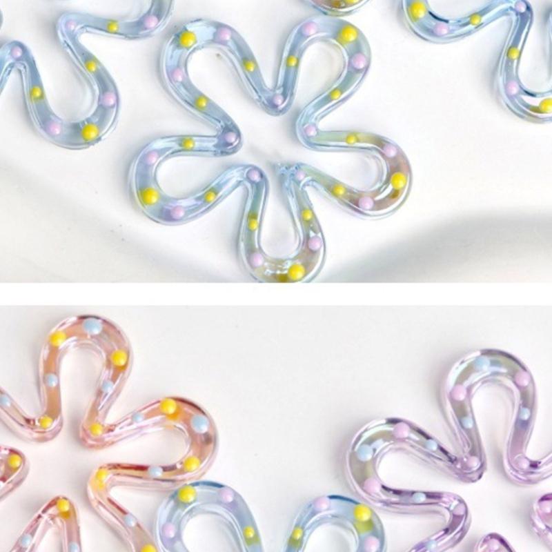 Resin Five-Petal Flower Loose Beads Double Side Flower Charm Pendant DIY Accessories Necklaces Earring Jewelry Making