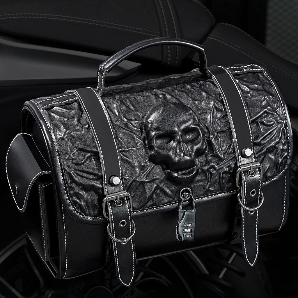 

Biker Party Tornado Gear, Prince Cruise Heavy Harley Side Bag, Punk Skull Head Rivet Side Bag