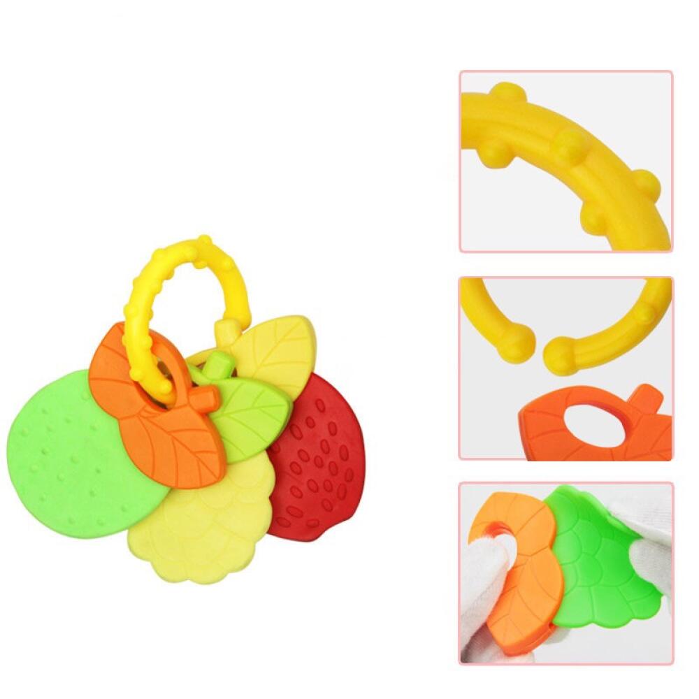 Baby Teether Fruit Shape Infant Silicone Teething Teether Rattle Teether Grip Sensory Interactive Toys
