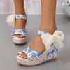 Plus Size 2026 Fashion Open Toe Women's Sandals Summer Printing Round Toe Platform Wedges Sandals for Daily Casual Dress Shoes