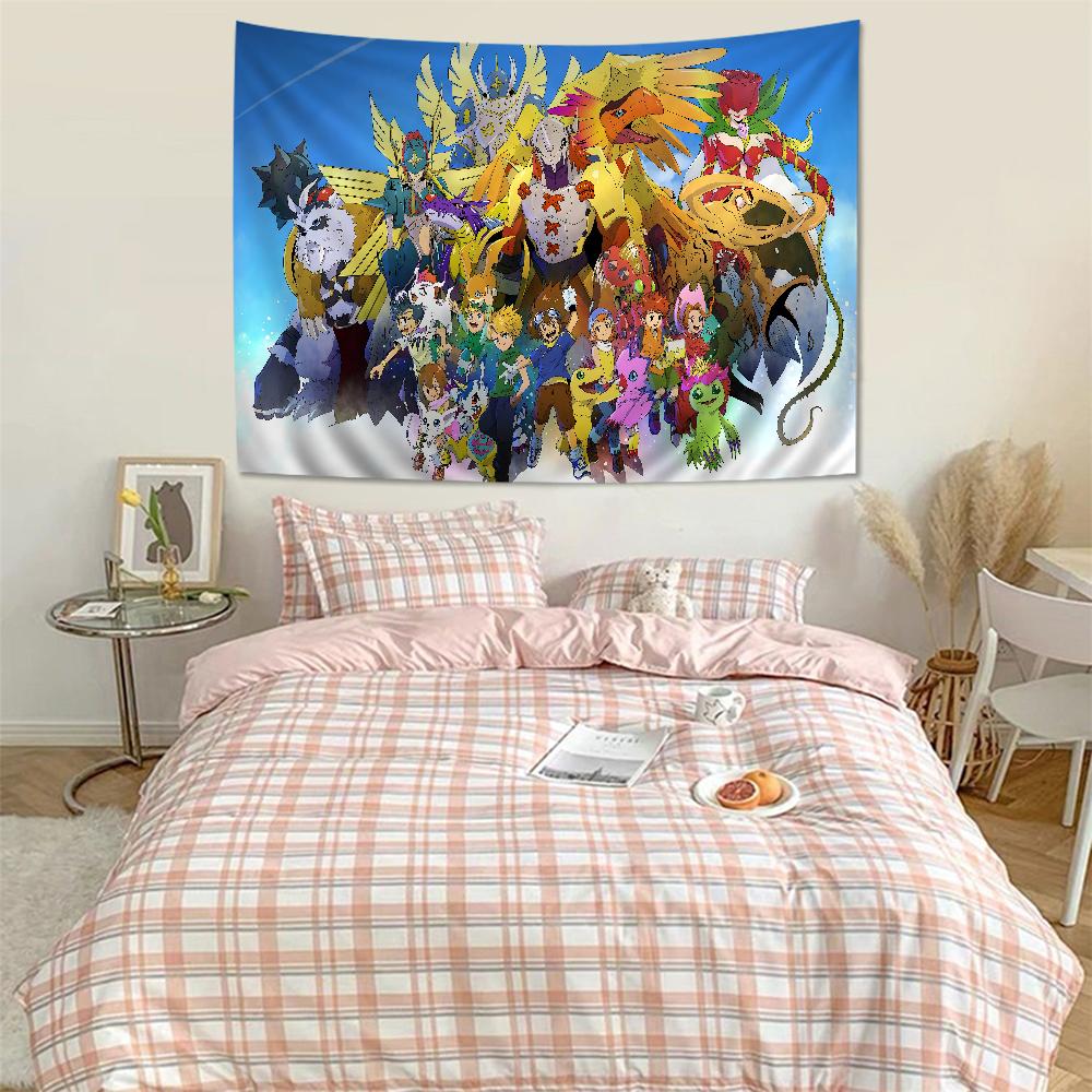 DDigimonS CARTOON Buntes Wandbehang-Gobelin Günstiger Hippie-Wandbehang Böhmische Wandteppiche Mandala-Wandbehang-Blätter