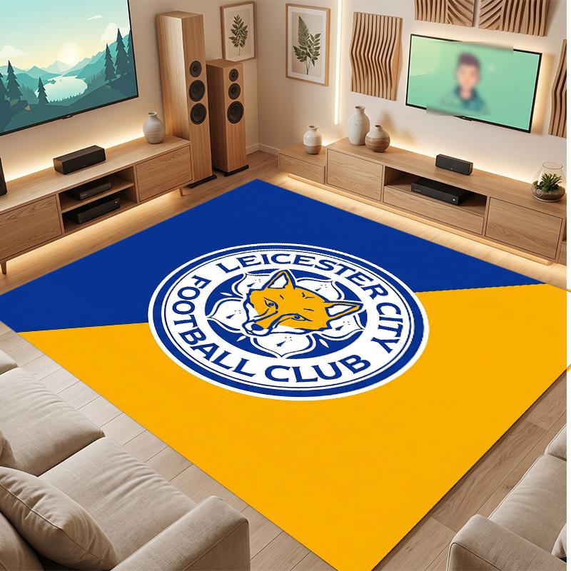 Tappeto in Velluto di Cristallo con Stampa del Leicester City Football, Comodo Assorbente d'Acqua Antiscivolo Tappeto per Pavimenti Interni