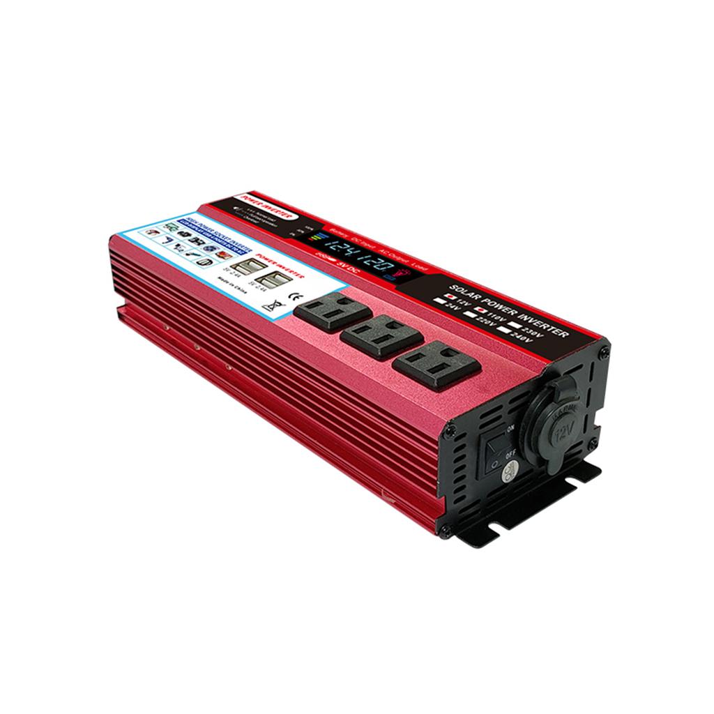 Solar High Efficiency Sine Inverter Home Car RV Solar Power Converter with LCD Display 12V to 110V AC 850-950W