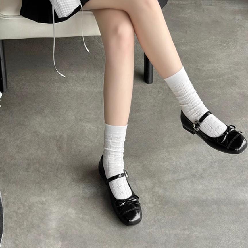 Black French with skirt shallow mouth flat sole shoes women's 2025 new summer ballet retro Mary Jane women's shoes