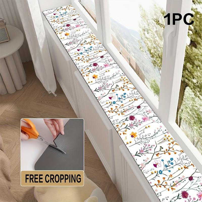 Absorbent Window Sill Pad Protector Rustic Plant Print Leak Proof Water Collecting Cushion for Household Office Decor
