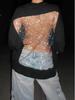 2025 Women's Solid Color Backless Mesh Top with Mid-Sleeves
