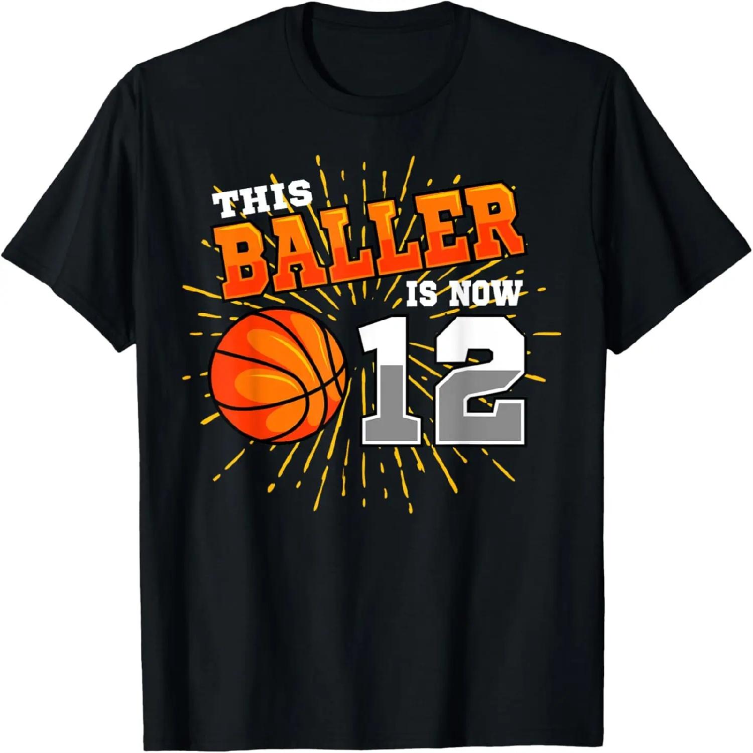 

This Baller Is Now 12 Basketball 12th Birthday Party T-Shirt XXXXXL різнокольоровий