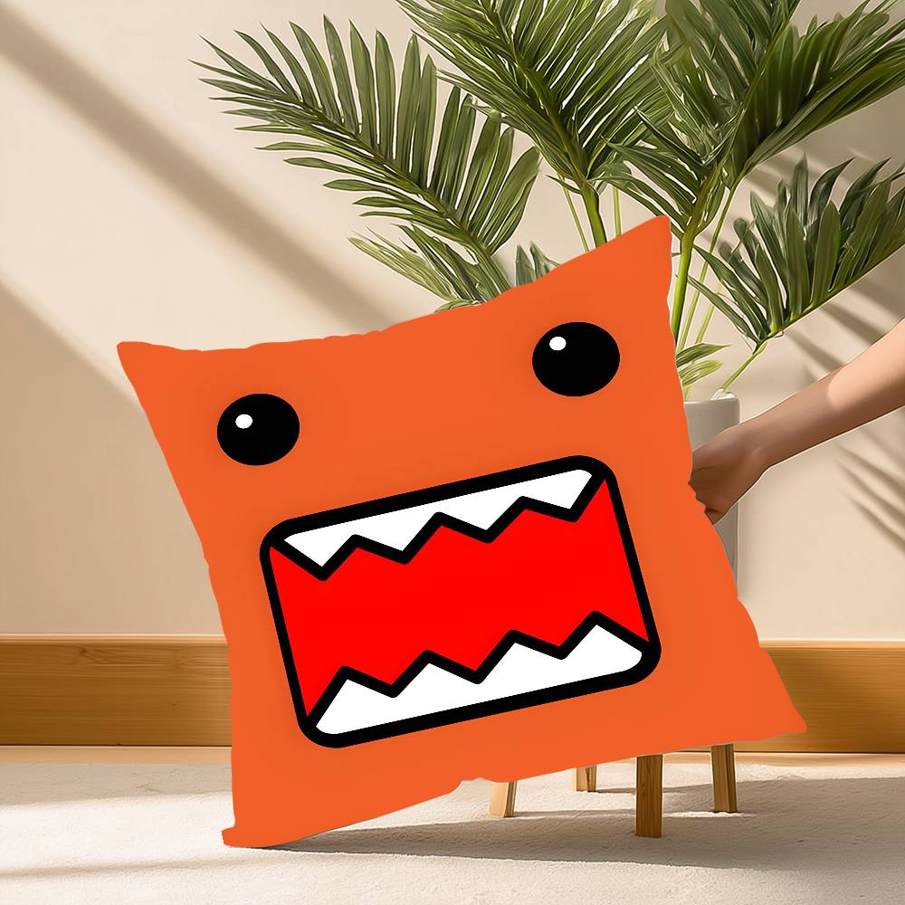 Cool Cute D-Domo KunS Face Pillow Case Soft Plush Fabric Double Sided Print Decorative Home Living Room Gift Cushion
