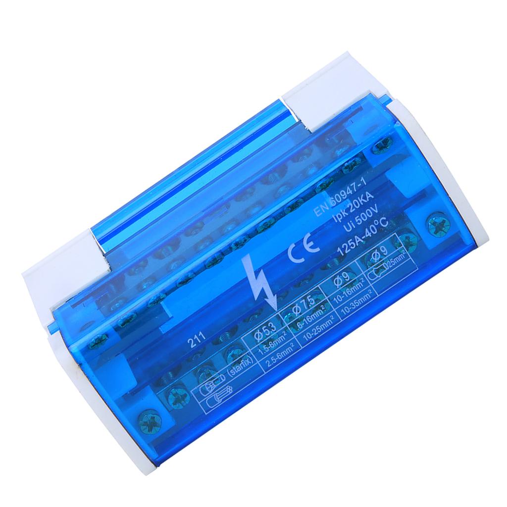 Terminal Distribution Box Din Rail 2-Level Single Phase with Transparent Dust Cover 211