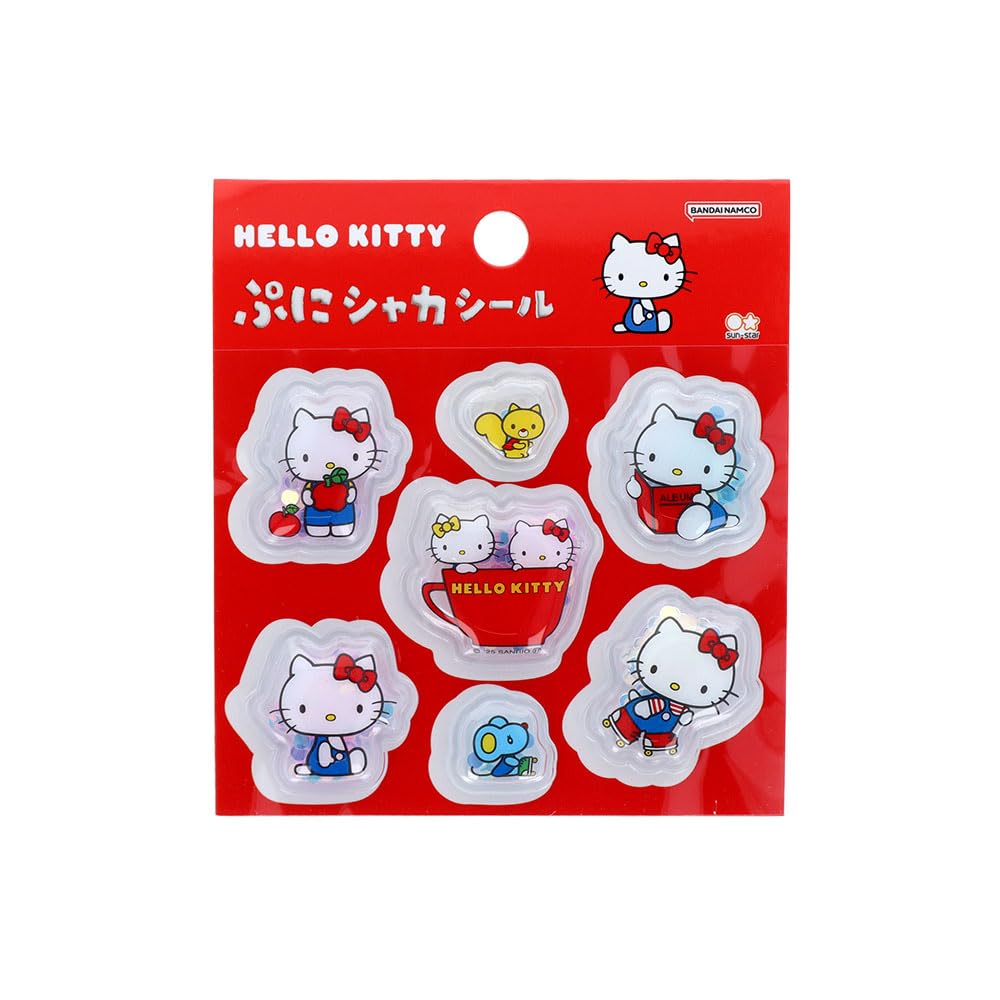 Stationery Sanrio Characters Pukkuri Puni Hello S8813850 Sun-Star Stickers, Shaka, Kitty, Red,