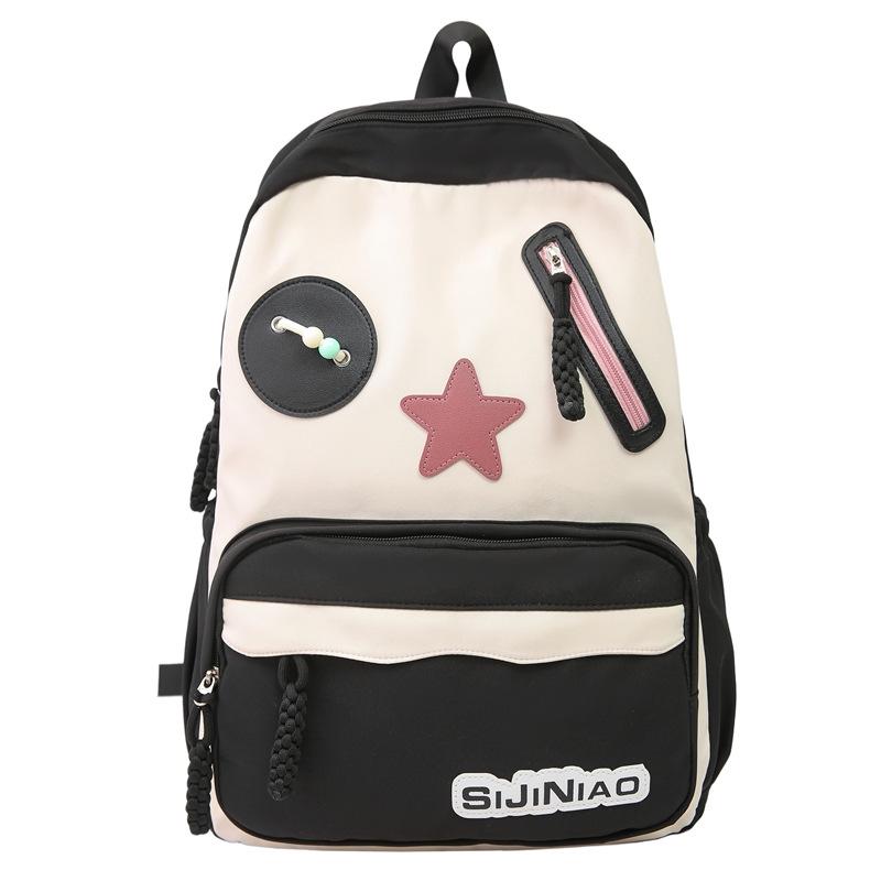 Color Block Student Schoolbag Large Capacity Backpack Women's Travel Backpack