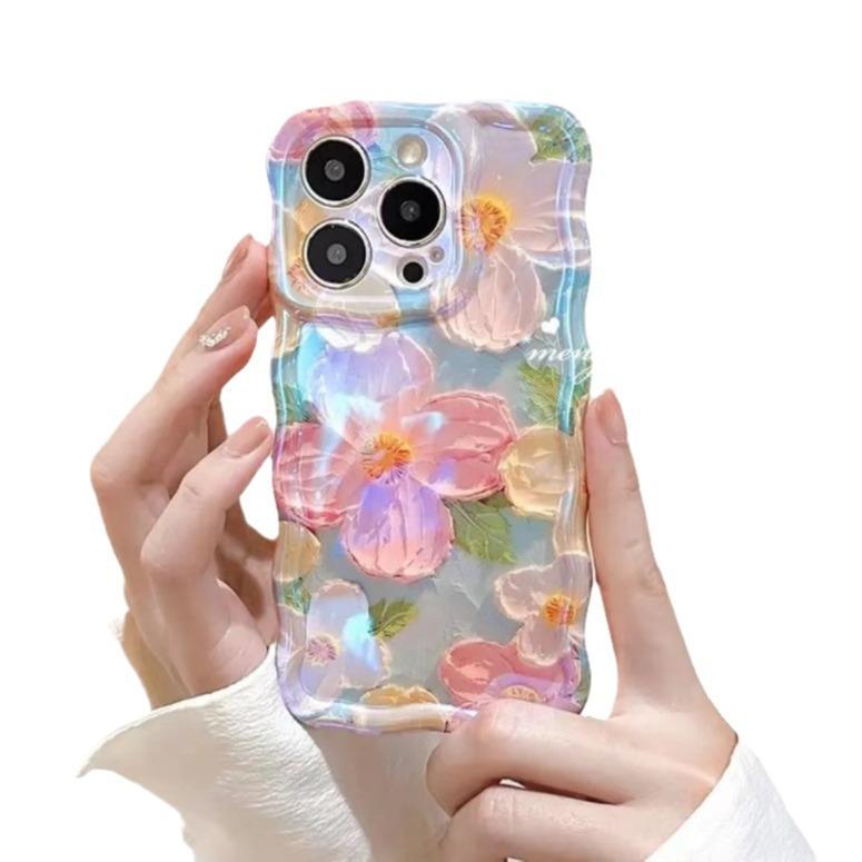 Oil Painting Flower Mobile Phone Case Simple Smudge Creative Application iPhone15 Apple 14promax Soft and Hard Case Anti-drop