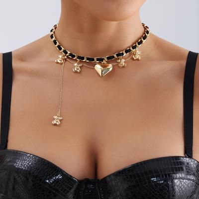 Accessories, Twisted Flannel Bear Pendant, Love Necklace, Female, Cold Wind Fringed Collarbone Chain Necklace