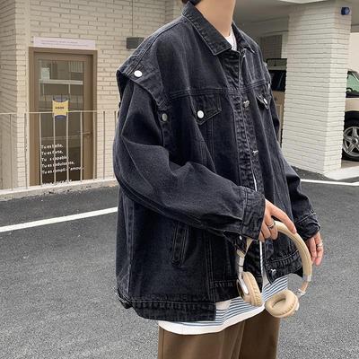 Men's Trendy Loose-Fit Denim Jacket with Detachable Vest - Stylish Hong Kong Spring/Autumn Outerwear