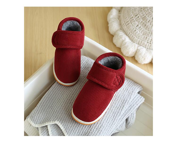 Sapatos de Algodão Antiderrapantes com Sola de Tendão de Vaca para Meninos no Inverno, Sola Espessa, Velcro, Pantufas Quentes para Interior/Exterior para Mulheres