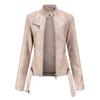 Women's Slim Leather Stand-Up Collar Zipper Stitching Solid Color Jacket