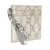 GUCCI GG Emblem Coated Textile, Leather Card Holder Regular Women's Light Beige & Silver 819121-FAFGH-8741