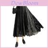 Spring Sheer Lace Maxi Skirt With Flannel Lining For Women