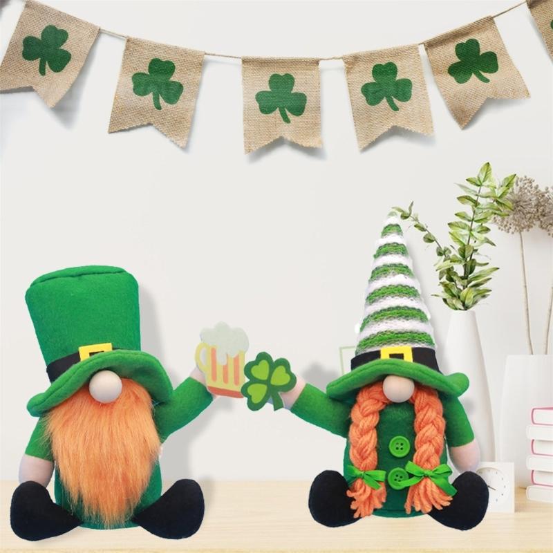 Faceless Gnome Doll Scandinavian Felt Dwarfs Doll for StPatricks Day Home Tabletop Decoration Carnival Party Props Doll