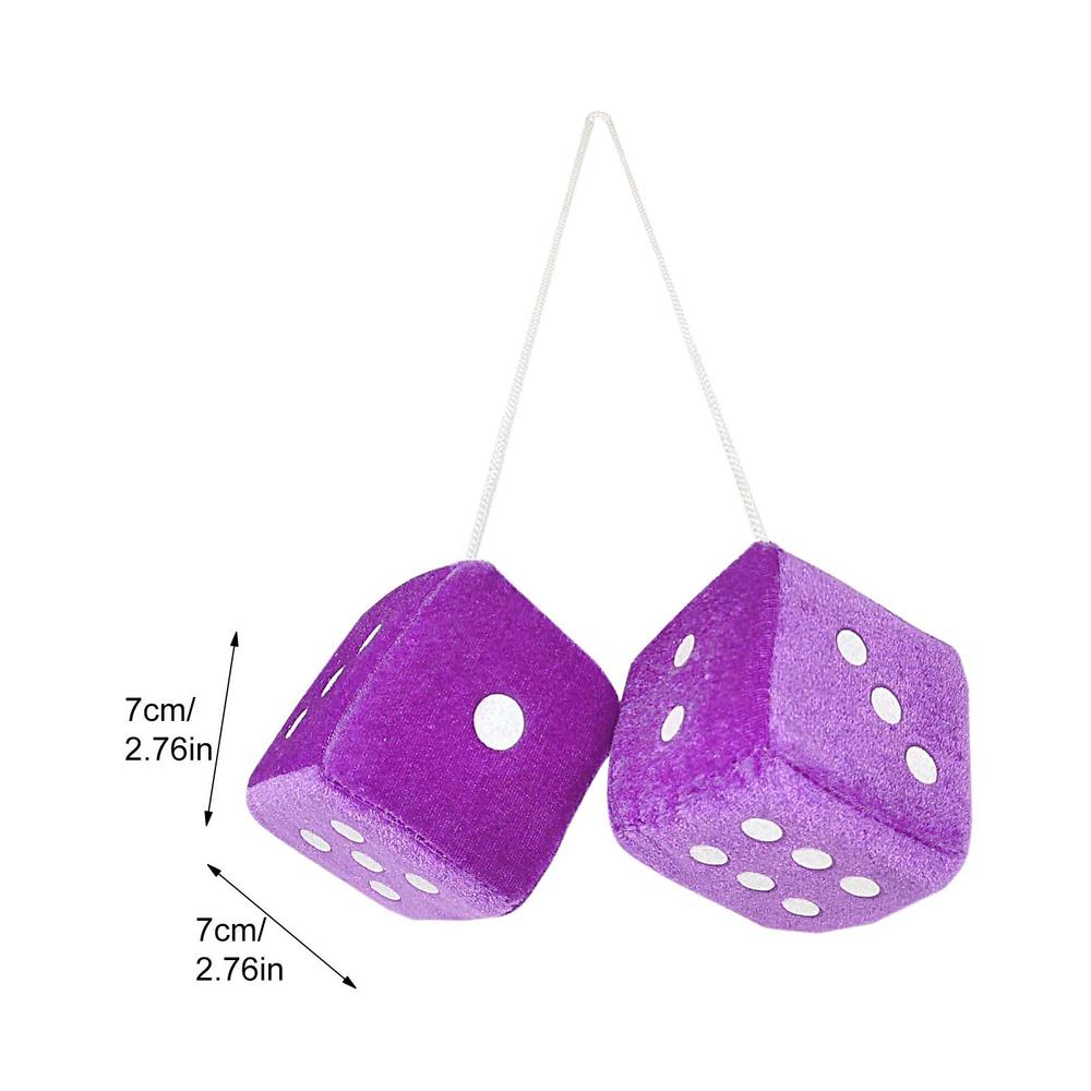 Car Hangable Decoration Fuzzy Dice Auto Rear Mirror Plush Dice Soft Car Charm Interior Ornament Small Decorative for SUV Vehicle
