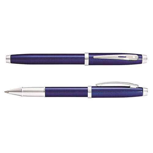 Sheaffer 100 Blue Lacquer/Chrome Plated Pen (Med Fountain)
