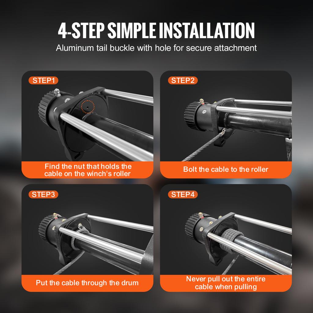 SucceBuy 50/75/100Feet Galvanized Steel Winch Cable 3/8 Inch Breaking Strength Wire Winch Rope For SUV Large Off-Road Vehicle