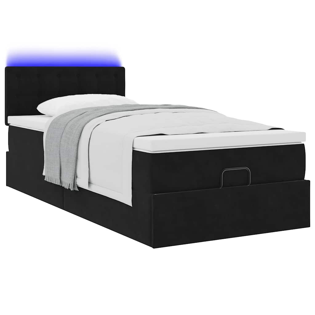 Vidaxl Struttura Letto Ottoman con Materasso, Nera, 80X200 Cm, Velluto