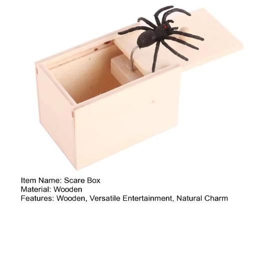 Halloween Spider Scared Wooden Box Prank Toy Funny Spoof Trick Spider Box Toy Halloween Scary Spider Jumps Out Great Party Gag Gift