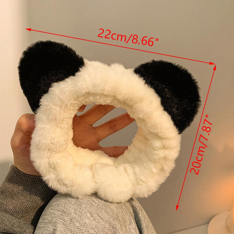 Plush Headband Panda Ears Hair Hoop Wash Face Hair Holder For Women Furry Hairbands Cartoon Head Hoop Makeup Hair Accessories