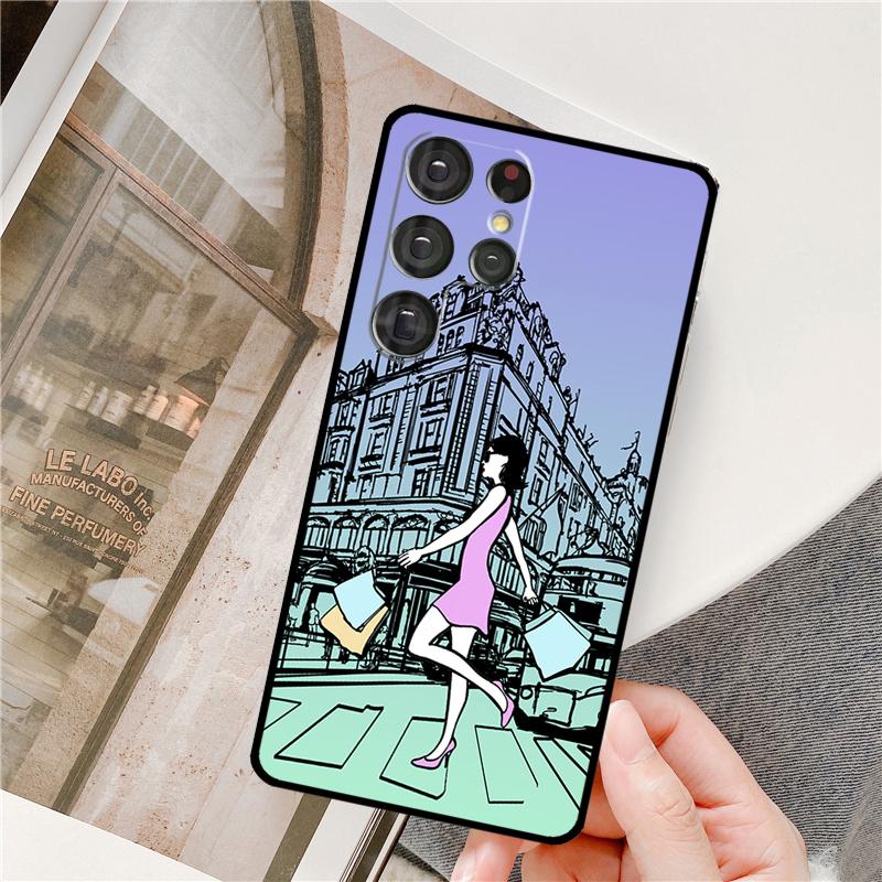 Fashion Girl Phone Case For Samsung Galaxy S25 Ultra S9 S10 S20 FE S21 S22 S23 Plus S24 Ultra Full Cover